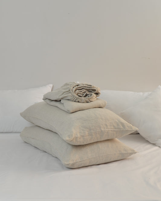 Linen Fitted Sheet Set Natural